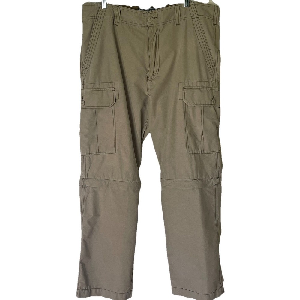 Wear First Convertible Cargo Pants Men 36x30 Khaki Zip Off Hiking Shorts